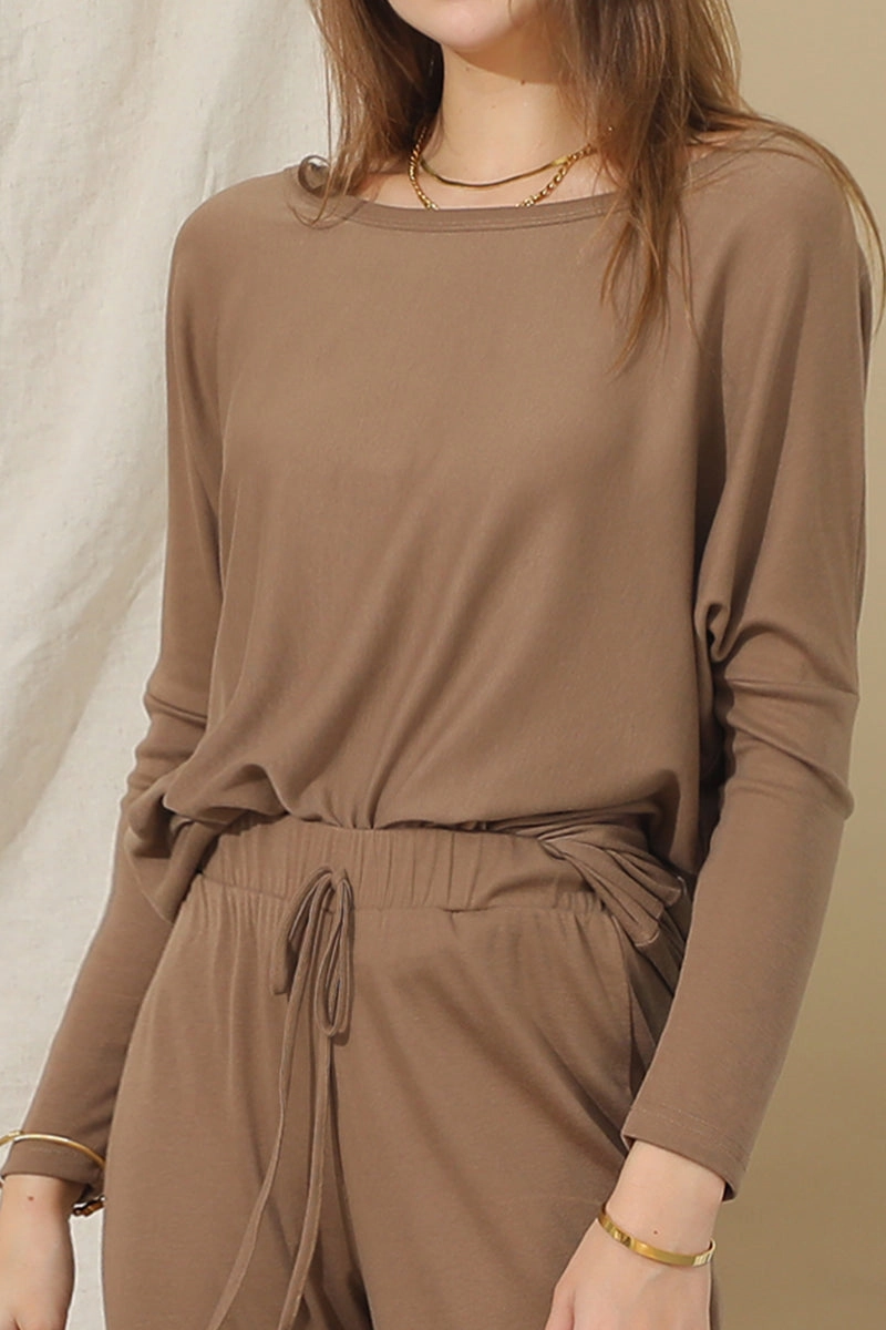 LightweightLayeringSystem Daily Wear LONG SLEEVE WIDE ROUND NECK BASIC TUNIC TOP