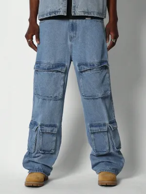 Loose Fit Baggy Cargo Pocket Jeans