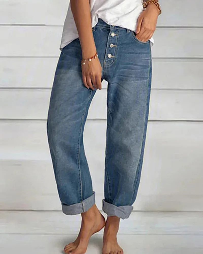 Loose Fit Casual Slimming Straight Leg Jeans