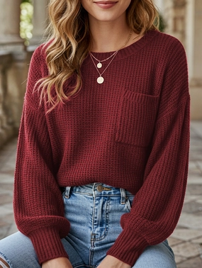 AdjustableNeckline Loose crew neck sweatshirt