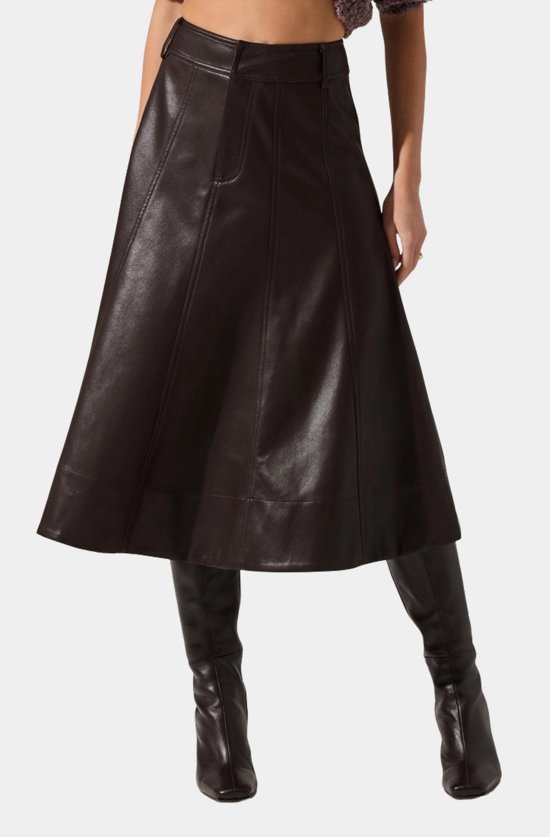 Zhuri Skirt in Dark Brown Smooth Finish