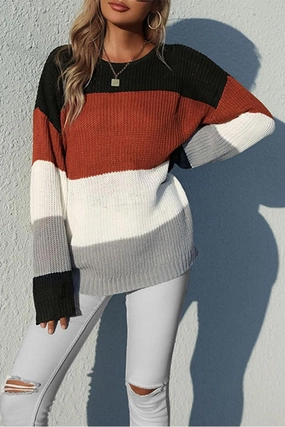LOOSE FIT COLOR BLOCK DAILY SWEATER Zero Waste Production Label BoxySilhouette