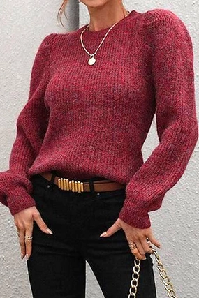 Adaptive Waistband Microfiber Material LOOSE FIT LEG OF MUTTON SLEEVE KNIT WARM SWEATER