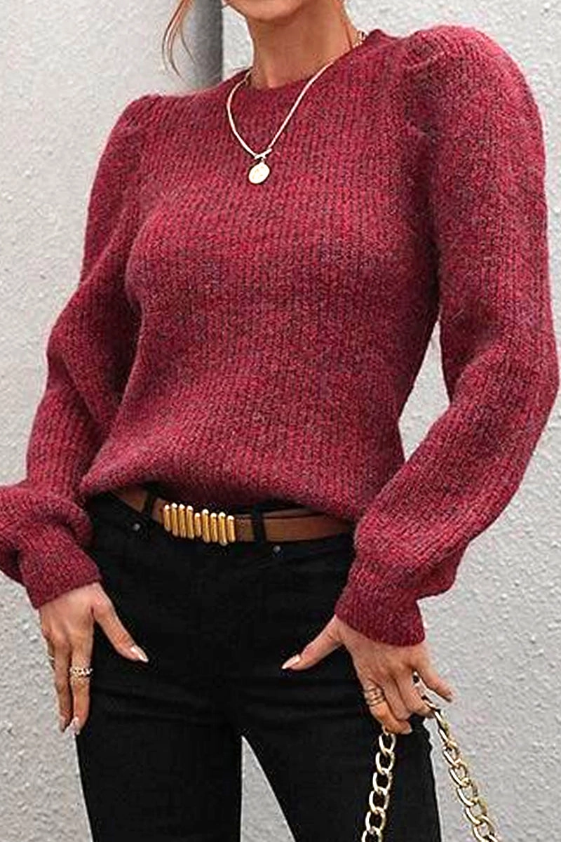 Structured Shoulder Fashionable Tank LOOSE FIT LEG OF MUTTON SLEEVE KNIT WARM SWEATER