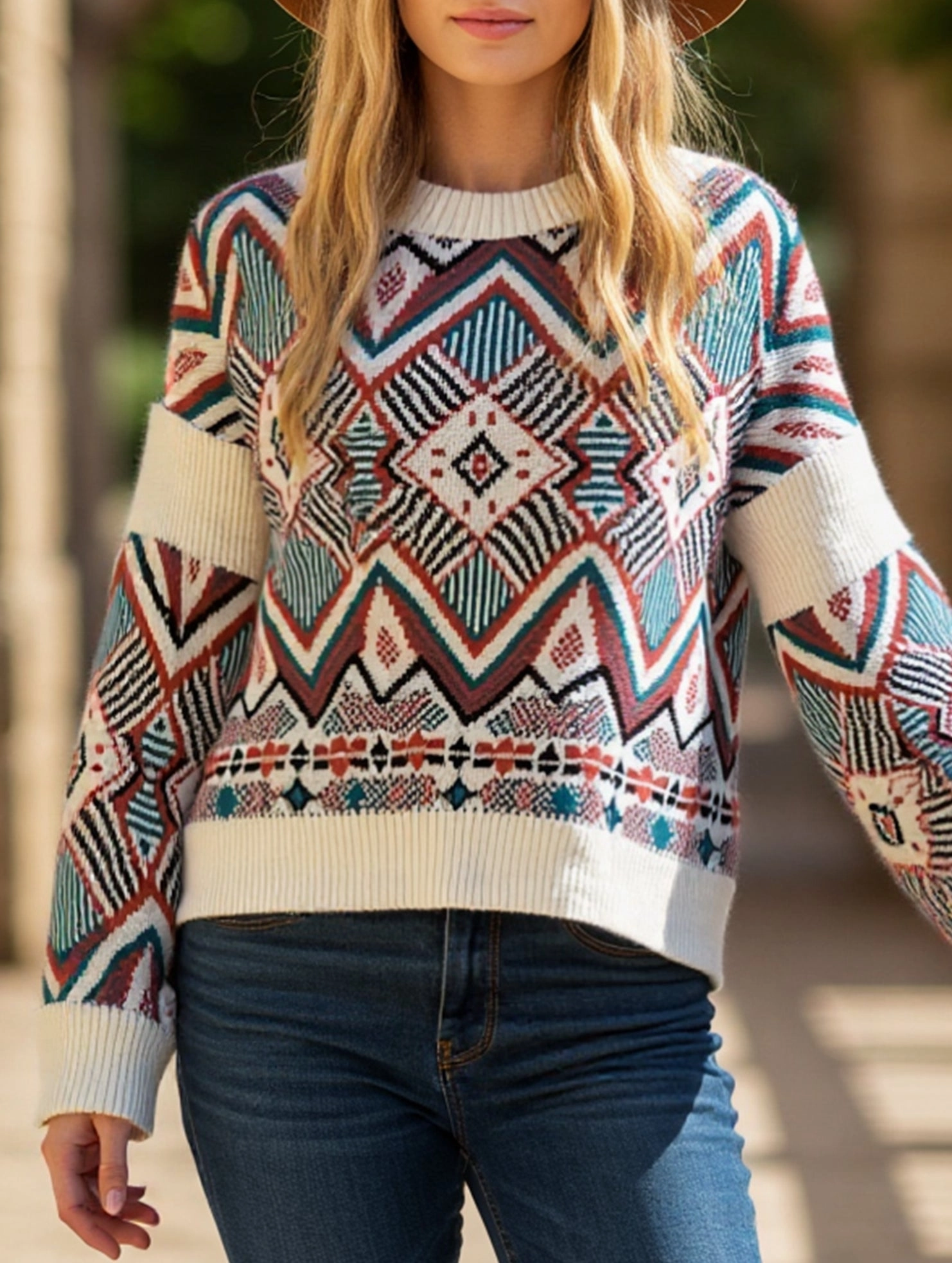 Loose jacquard Christmas pullover DropShoulder