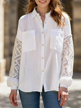 MicrofiberTech Quick Access Slit Loose lace panel long-sleeved cardigan