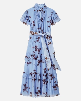 Lorelei Dress Upstate Floral Blue Mist Belted-Style Fluid movement