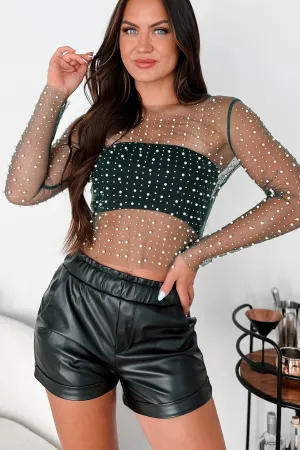 Lost Your Chance Pearl Mesh Top (Hunter Green) AntiStatic Material
