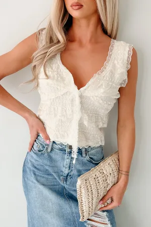 Love Drunk Sleeveless Ruffle Lace POL Top (Cream) UltraLightweight Ventilated Panels