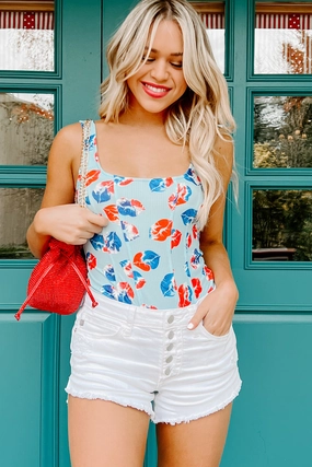 Love My Freedom NanaMacs Original Ribbed Printed Bodysuit (Lips) MultipanelLayout ColorfastMaterial