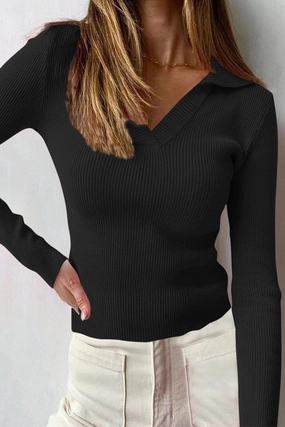 Thermal Regulating Design ConvertibleCollarSystem WOMEN CORDUROY POLO NECK LONG SLEEVE TIGHT TEE