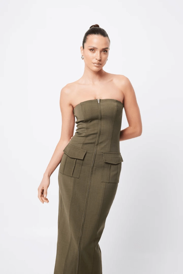 Style Upgrade Casual and Smart Low Profile Midi Dress Khaki