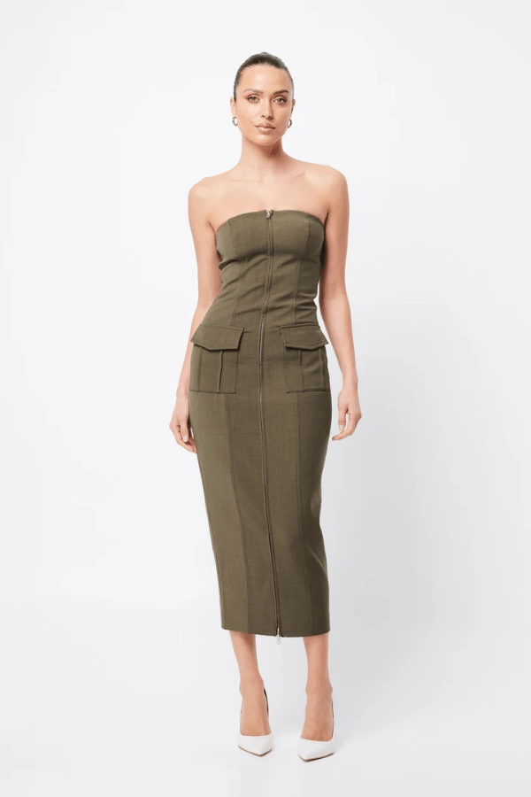 Low Profile Midi Dress Khaki countryside