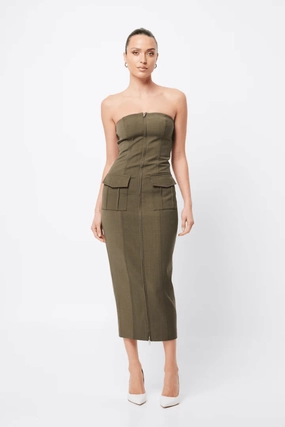 Low Profile Midi Dress Khaki countryside
