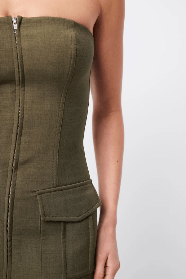 Low Profile Midi Dress Khaki Refined Cut