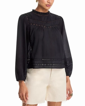 Reyna Blouse Black RibbedNeckline Thermal Insulation Core
