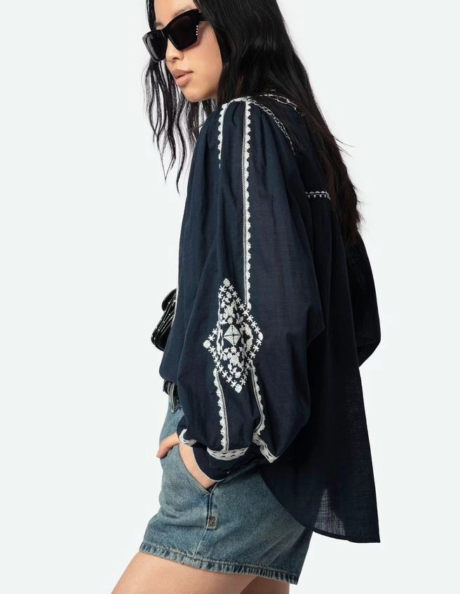Tigy Blouse Encre Sporty Design Breathable Ventilation