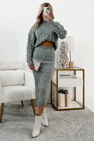 Remembering Fondly Sweater Knit Set (Heather Grey) BreathableBack Office Look