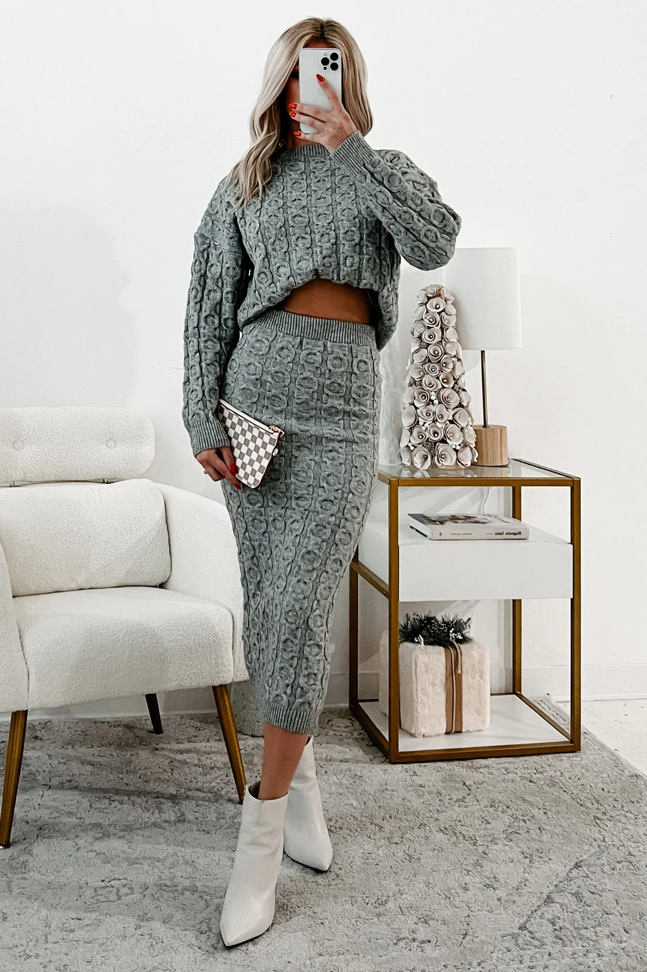 Remembering Fondly Sweater Knit Set (Heather Grey) Crisp Fit