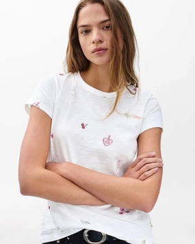 Lucky Charm Tee White Multi EcoCertified Textile RibbedHemline