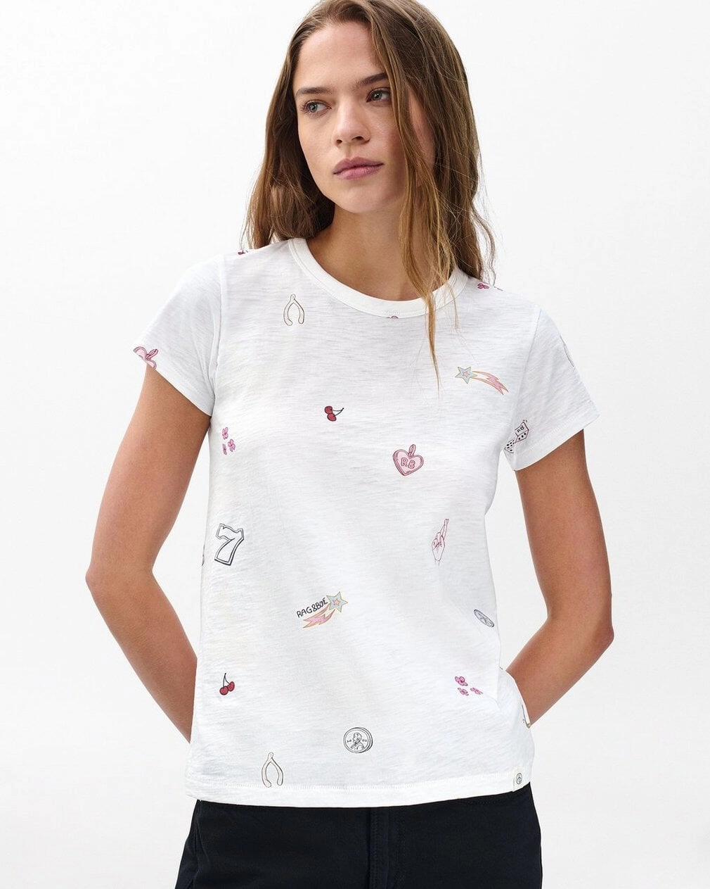 Seamless Construction Design Bonded Seam Durability Lucky Charm Tee White Multi