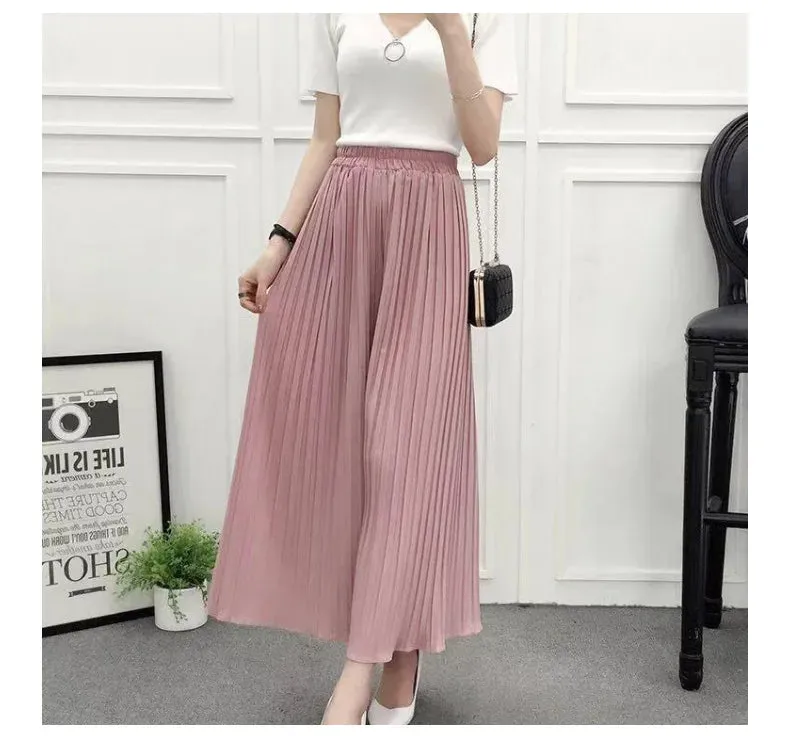 Luexco Sheer Flowy Pants Wide Leg Trousers Women