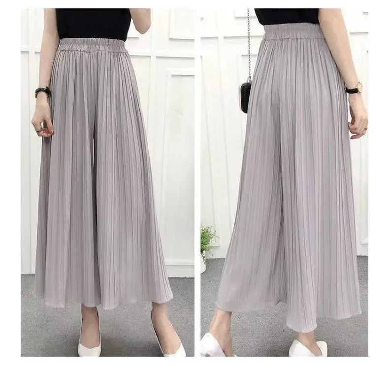 Luexco Sheer Flowy Pants Wide Leg Trousers Women