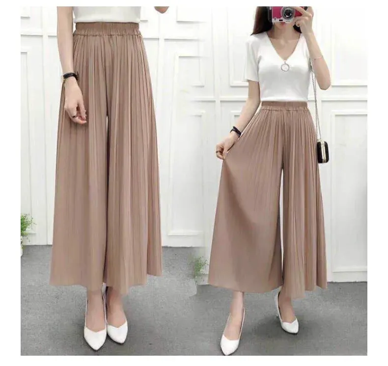 Luexco Sheer Flowy Pants Wide Leg Trousers Women