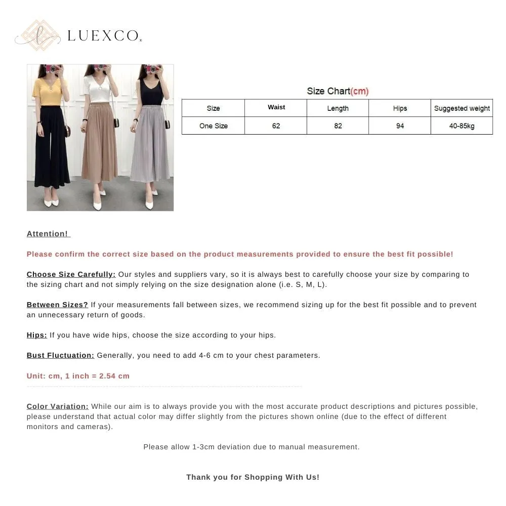 Luexco Sheer Flowy Pants Wide Leg Trousers Women
