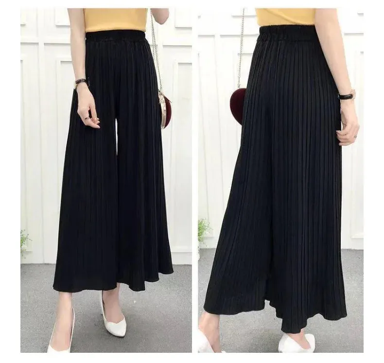 Luexco Sheer Flowy Pants Wide Leg Trousers Women