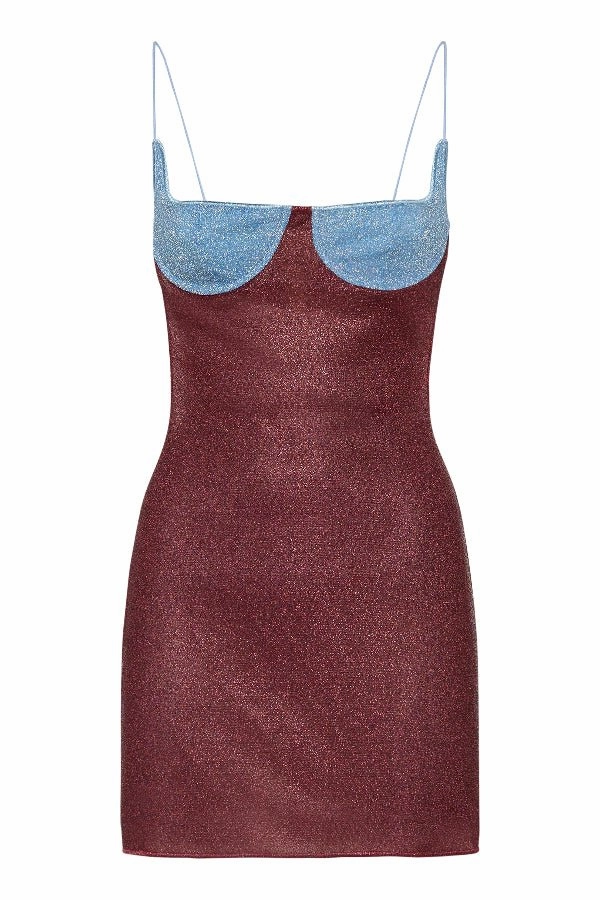 Lumiere Bicolor Balconette Dress Crystal Burgundy Chic Direction Work Look