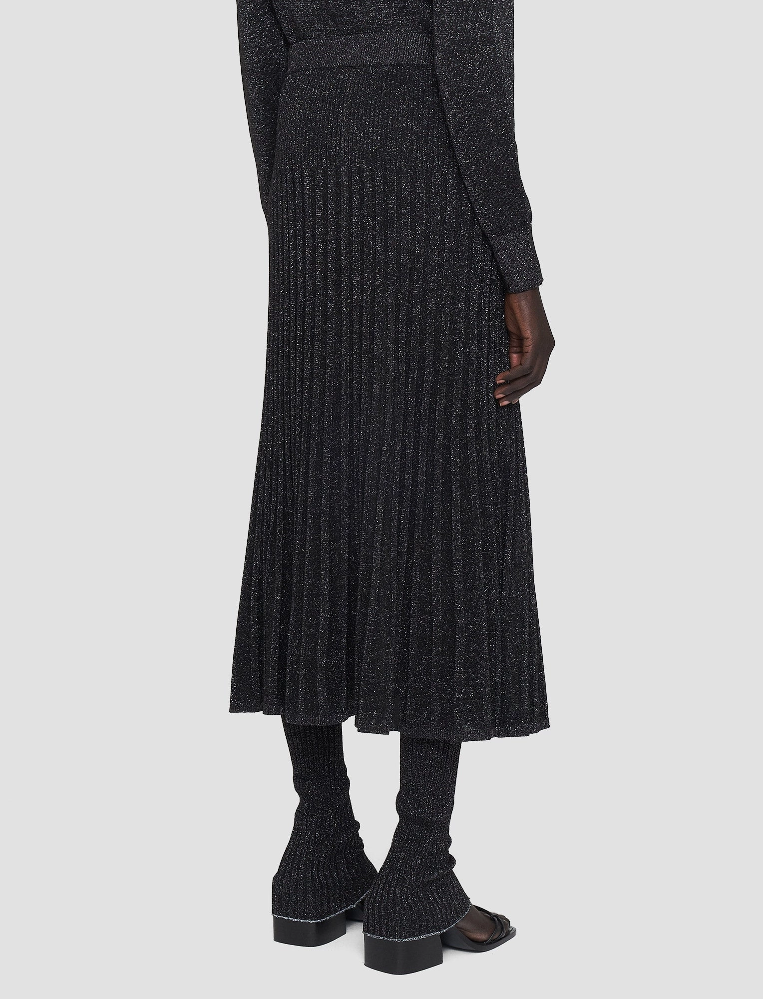 A Line Silhouette Stretch Material Lurex Knit Skirt