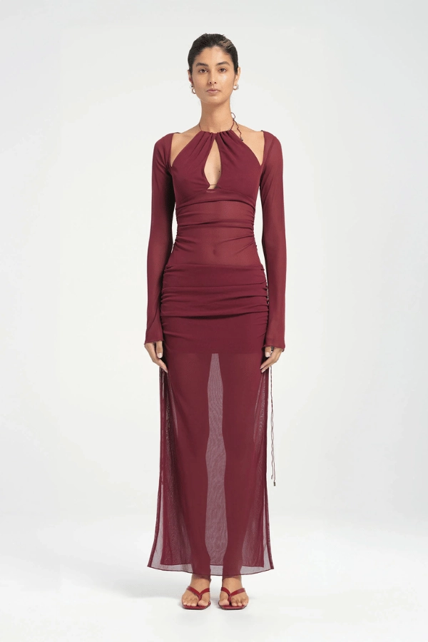 Daily Essential Modern and Feminine Ari Cutaway Dress Berry