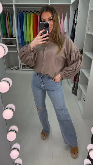 Maddy High Waisted Ripped Wide Leg Jeans