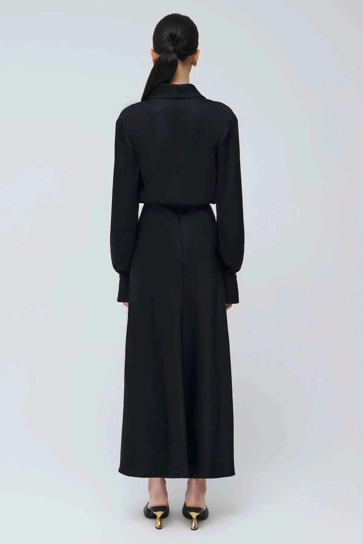 Maisey Long Sleeve V-Neck Blouse Black BreathableMeshPanels NonChafingTrim