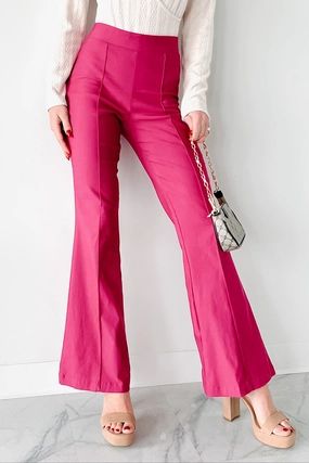 Anti Snag Fabric Make The Decisions High Waist Flare Pants (Hot Pink)