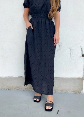 Stretchable Waist Maxi length MALIA TEXTURED MIDI SKIRT
