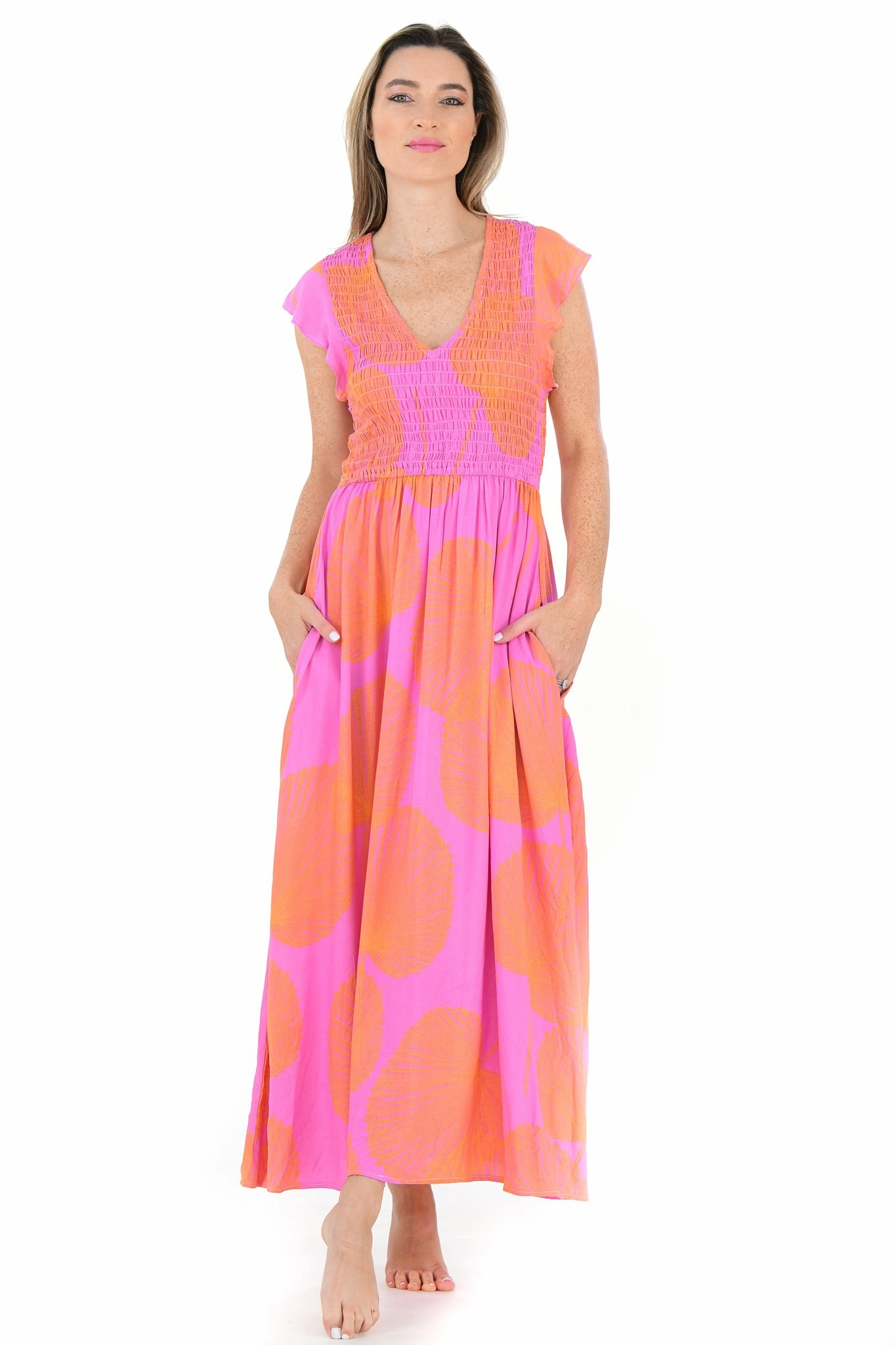 Layer Base Sunny Lace Malibu Dress / Magenta Fan Coral