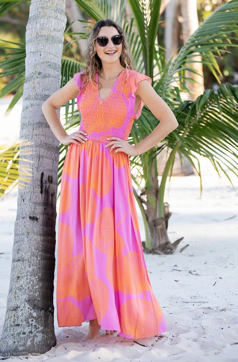 Malibu Dress / Magenta Fan Coral Comfy and Cozy Relax Appeal