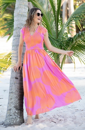 Malibu Dress / Magenta Fan Coral Sleek Flex Silk Air