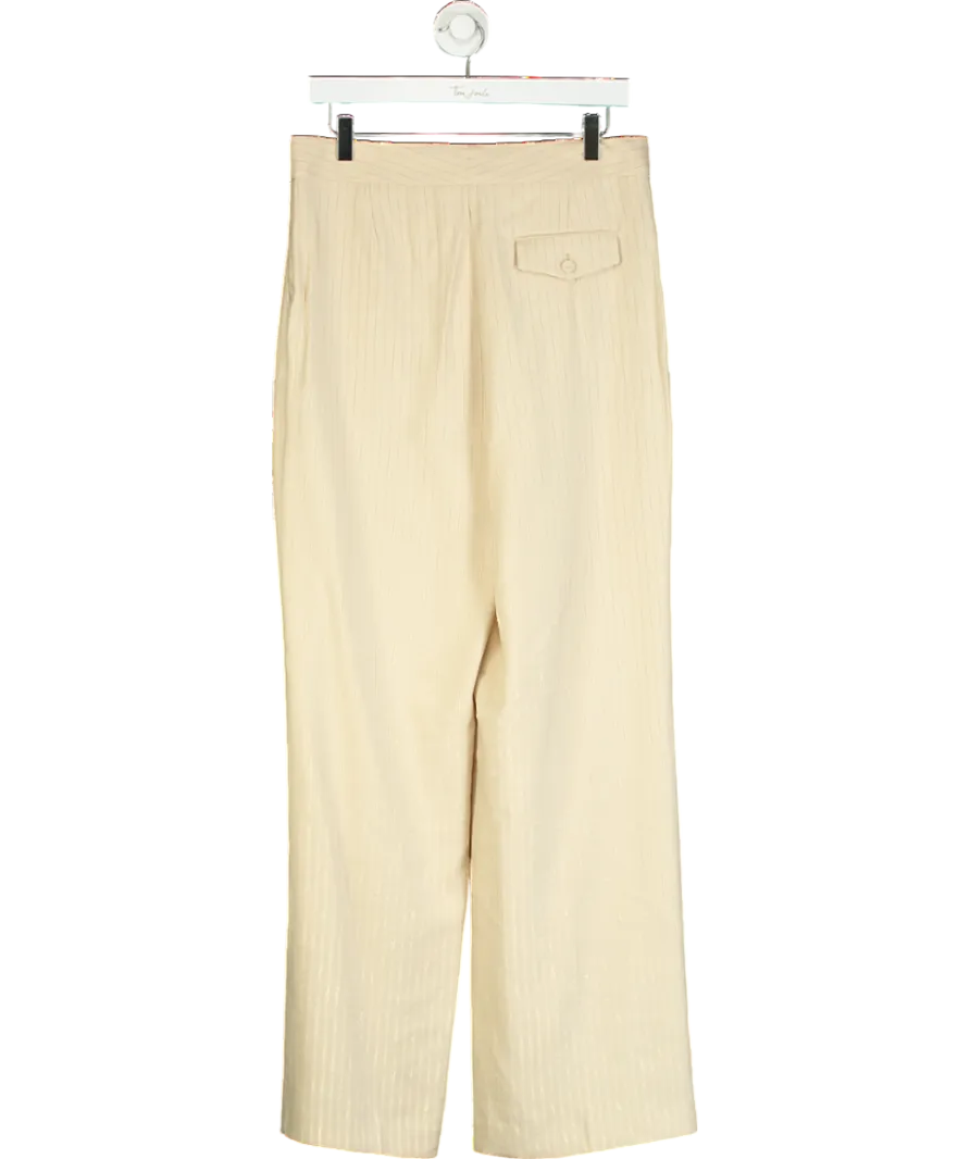 MANGO Beige Striped Suit Trousers UK 10
