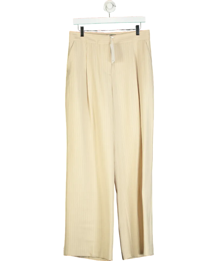 MANGO Beige Striped Suit Trousers UK 10