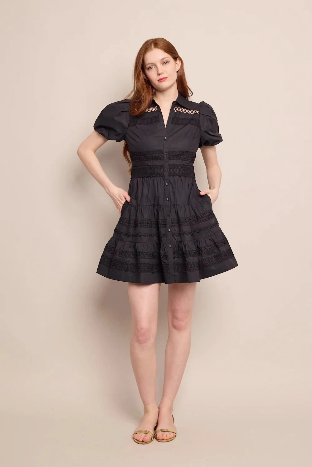 Mardi Mini Dress Black Detachable-Detail Compressible