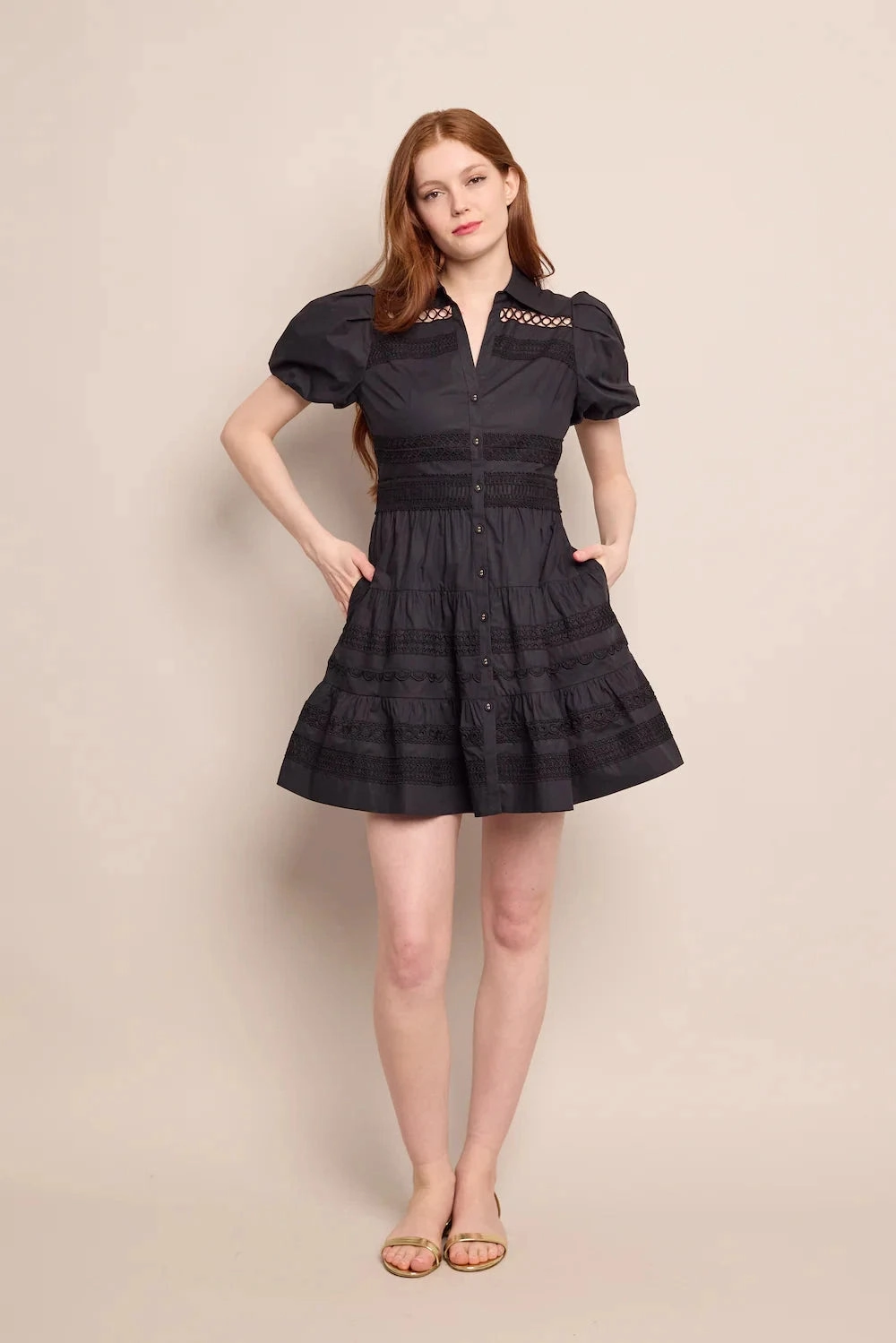 Waist-Cinching Fall Layer Mardi Mini Dress Black
