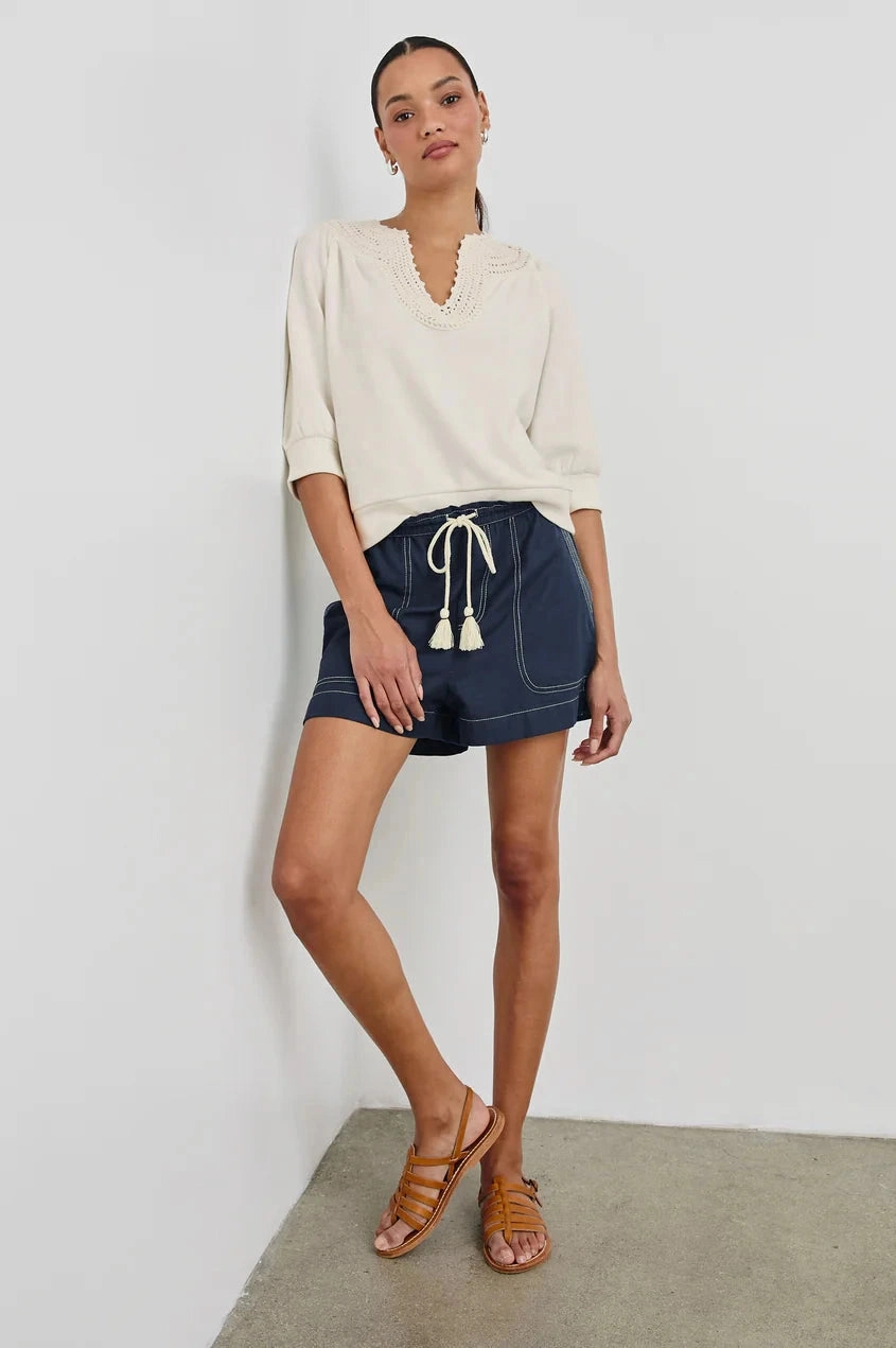 Four Way Stretch Material ZeroWaste Pattern Mariposa Top Ivory