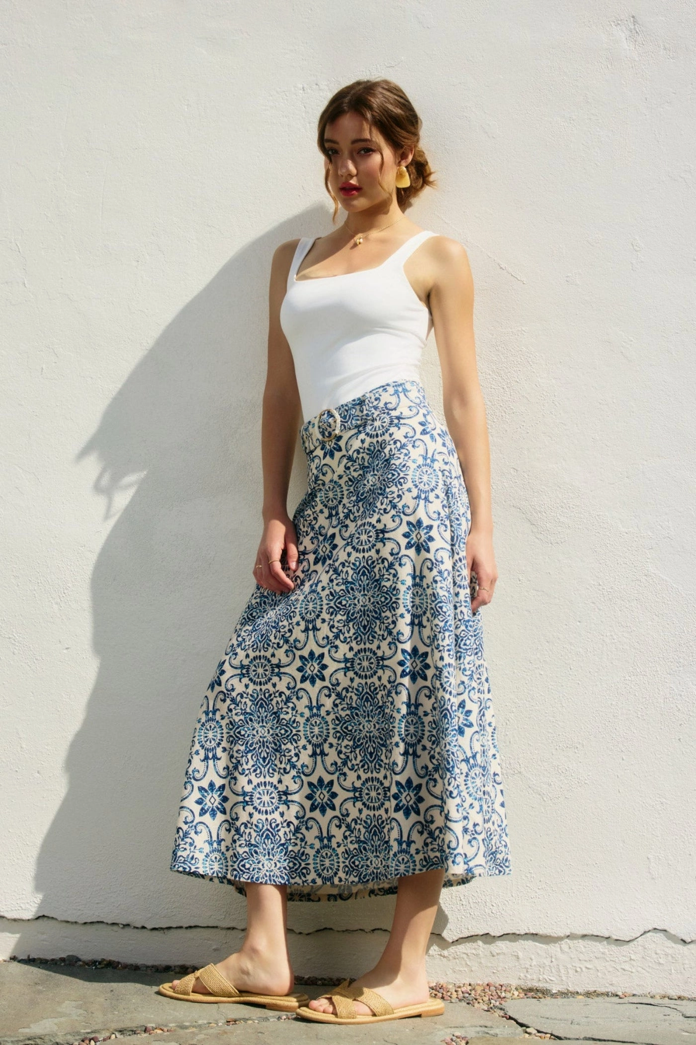 MARISSA MOSAIC BELTED MIDI SKIRT Classic Choice