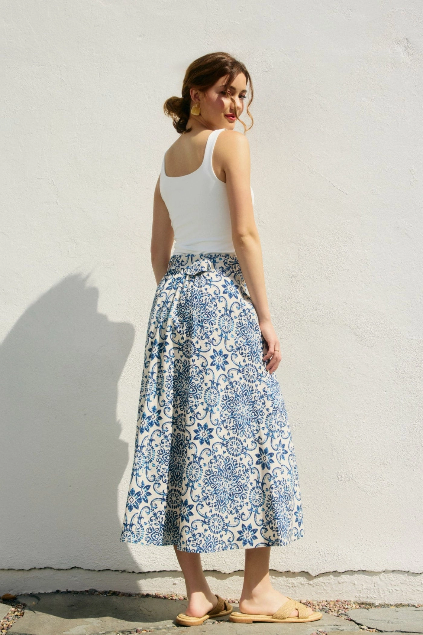 MARISSA MOSAIC BELTED MIDI SKIRT Fashion Tones