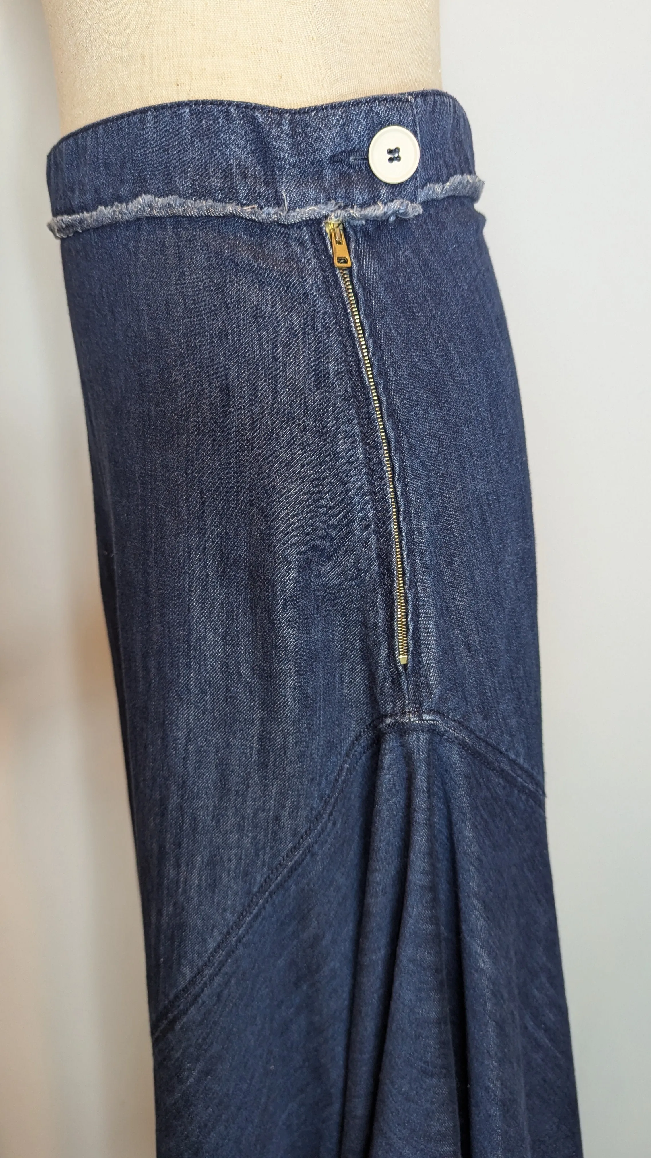 MARNI Denim Long Asymmetric Maxi Skirt