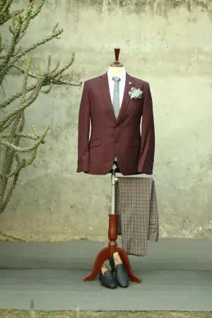 Maroon Grey Combo Suit