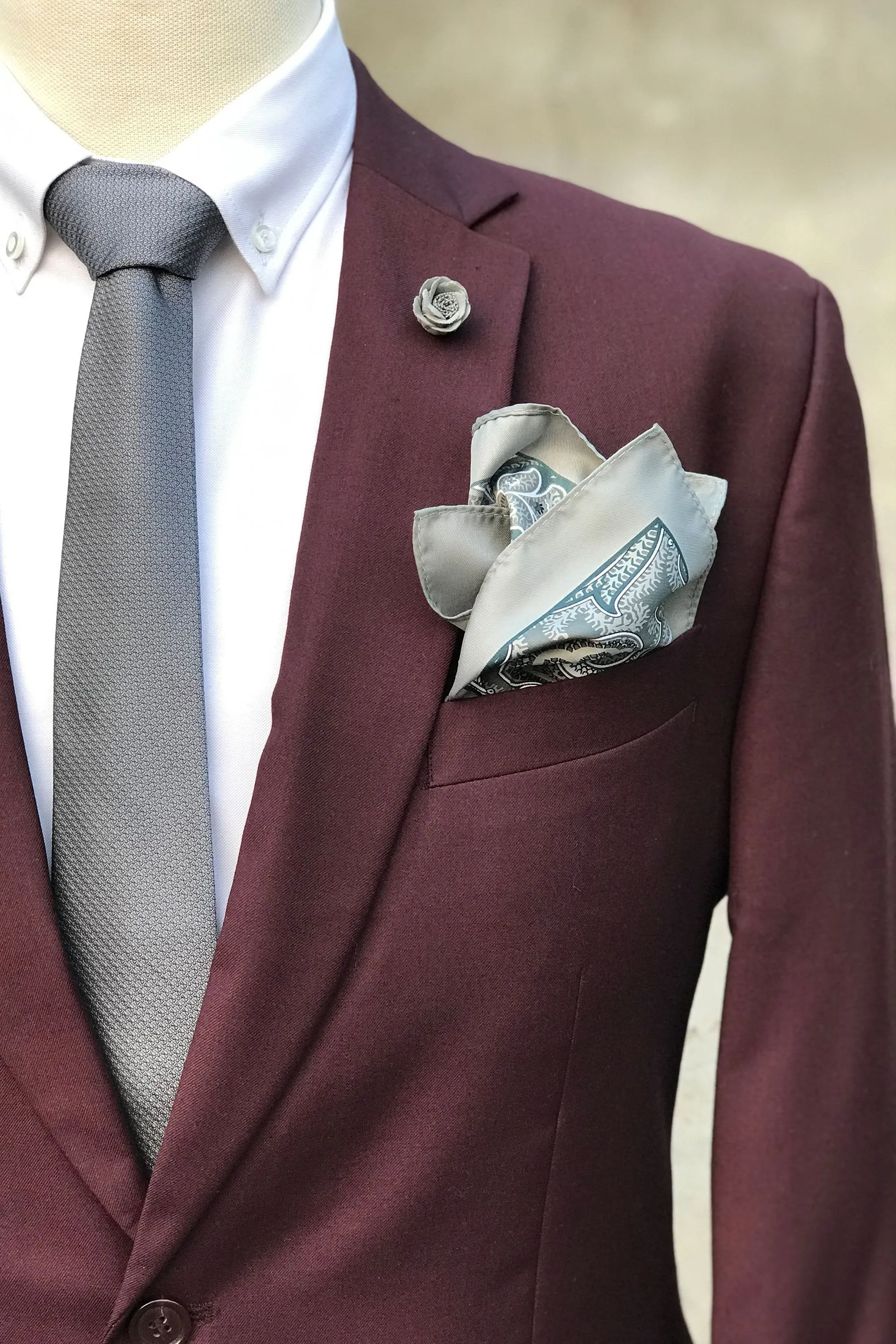 Maroon Grey Combo Suit